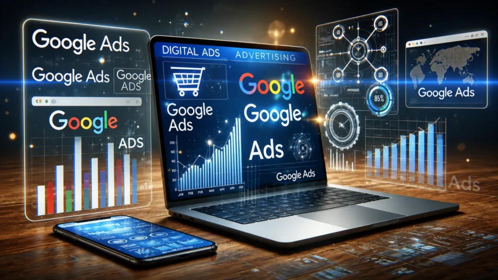 Professional freelance digital marketing analyst in Sharjah. Google Ads image